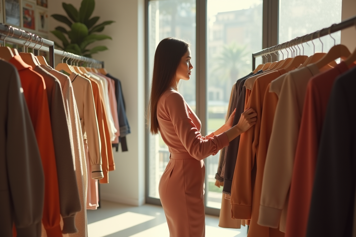 Femme élégante dans une boutique haut de gamme