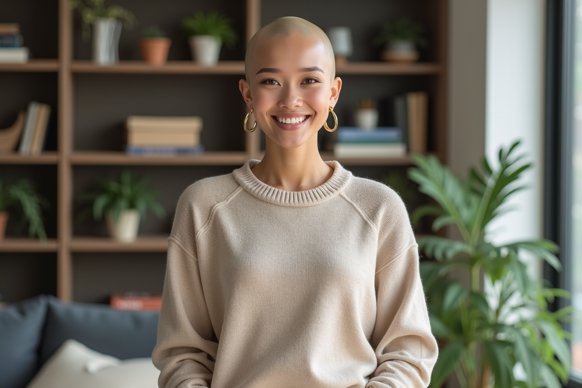 Jeune femme confiante dans un salon moderne