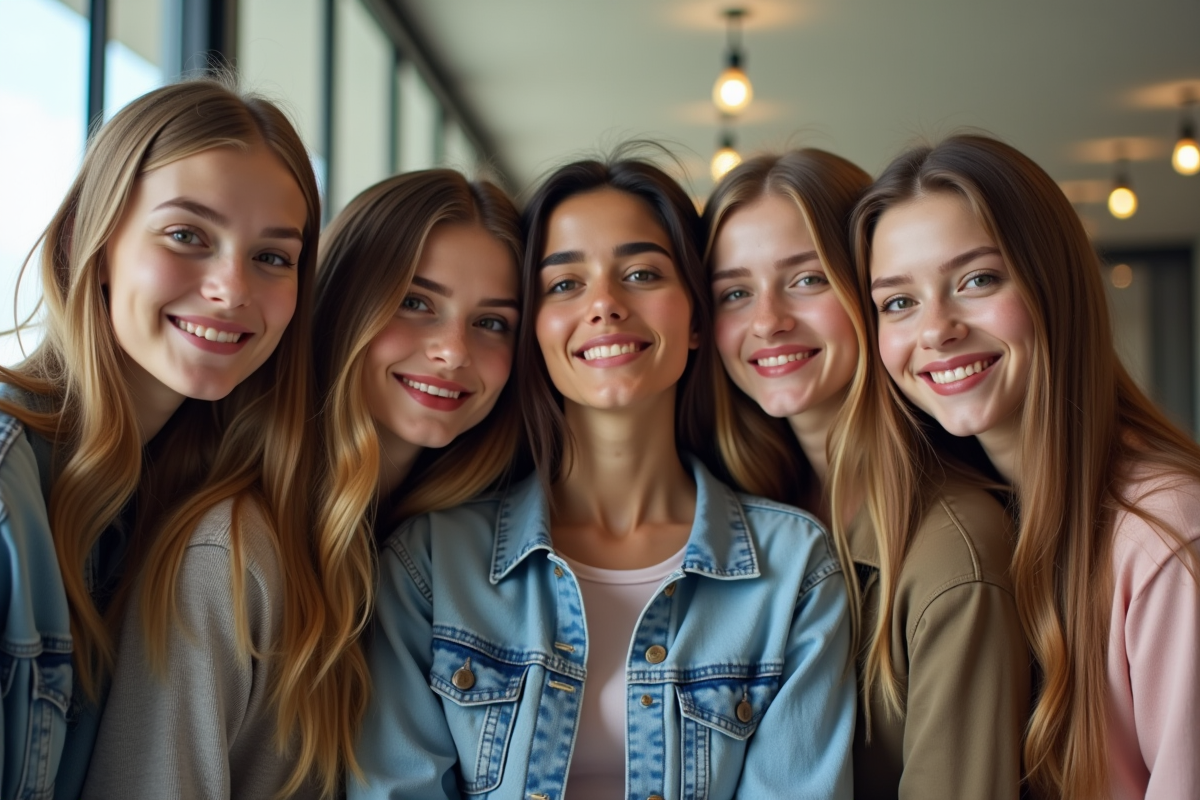 Groupe de jeunes avec style 90s moderne et tendance