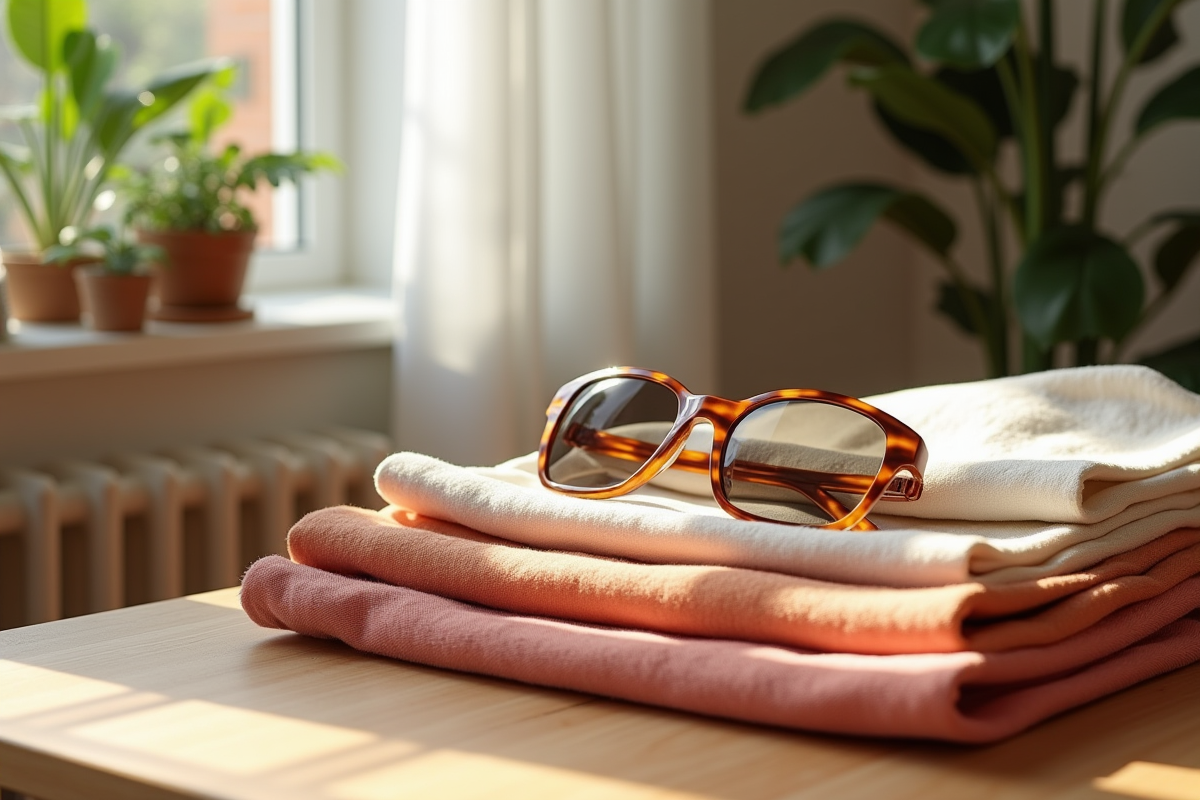 Vêtements et accessoires mode sur table en bois naturel